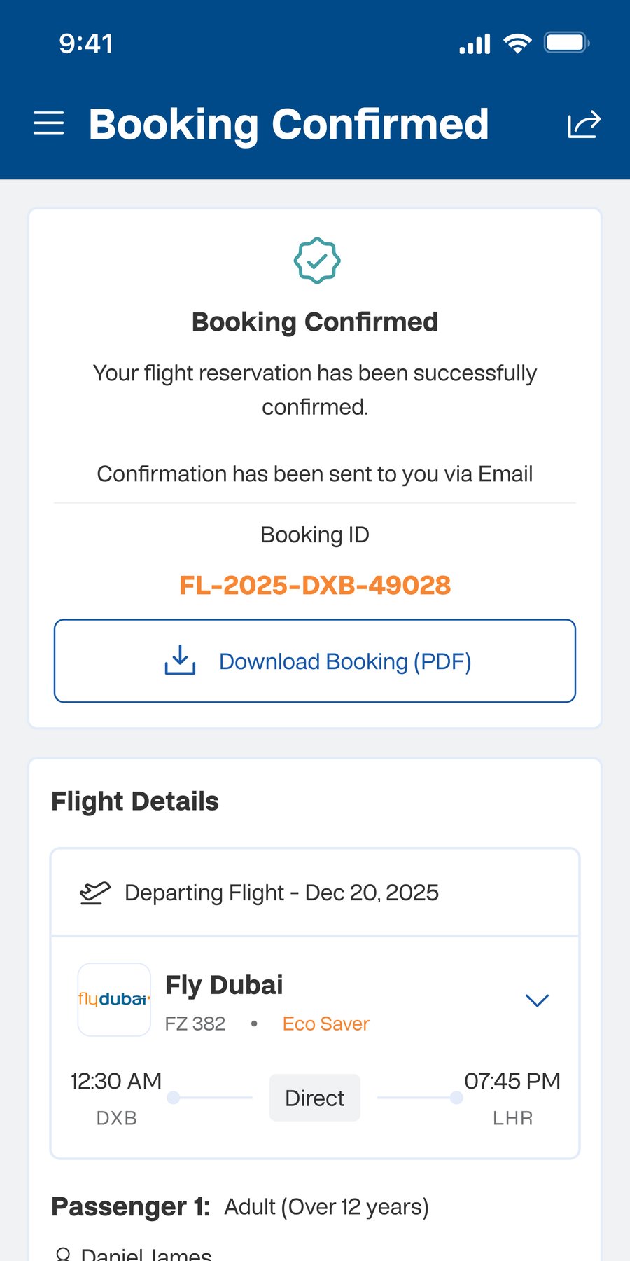 Booking confirmed with applied discount