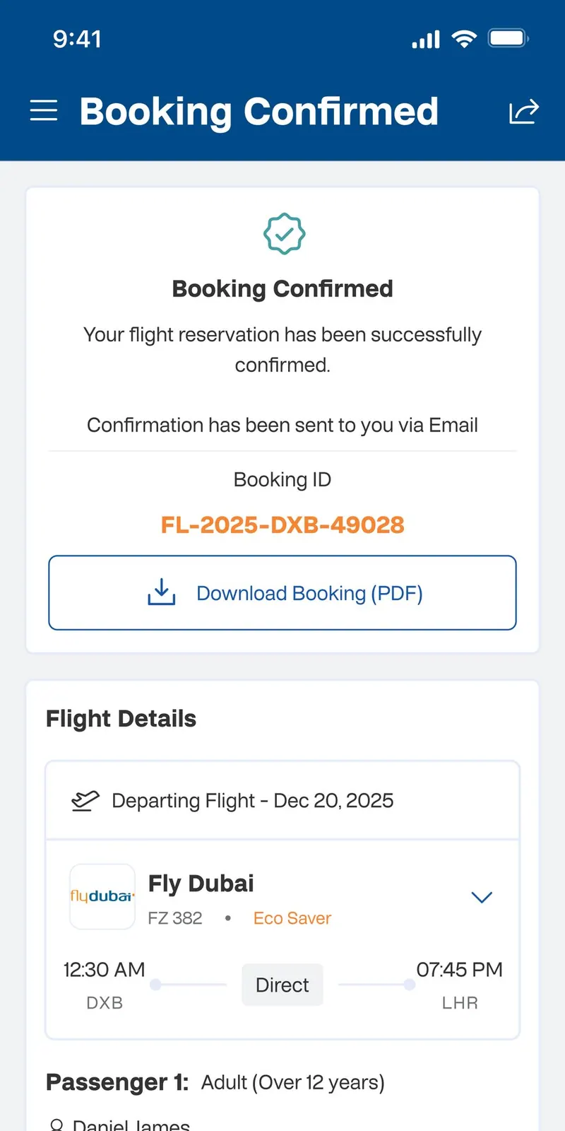 Booking confirmed with applied discount