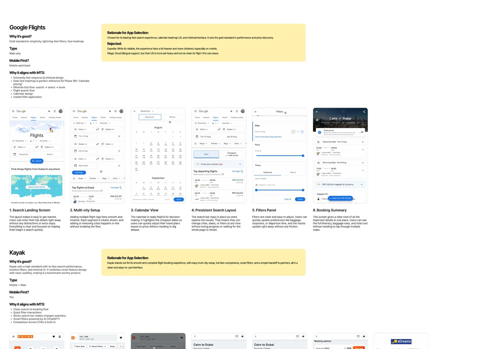 Google Flights benchmark section